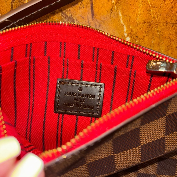 Louis Vuitton Brown Checkered Wristlet with Red Interior - Picture 8 of 10